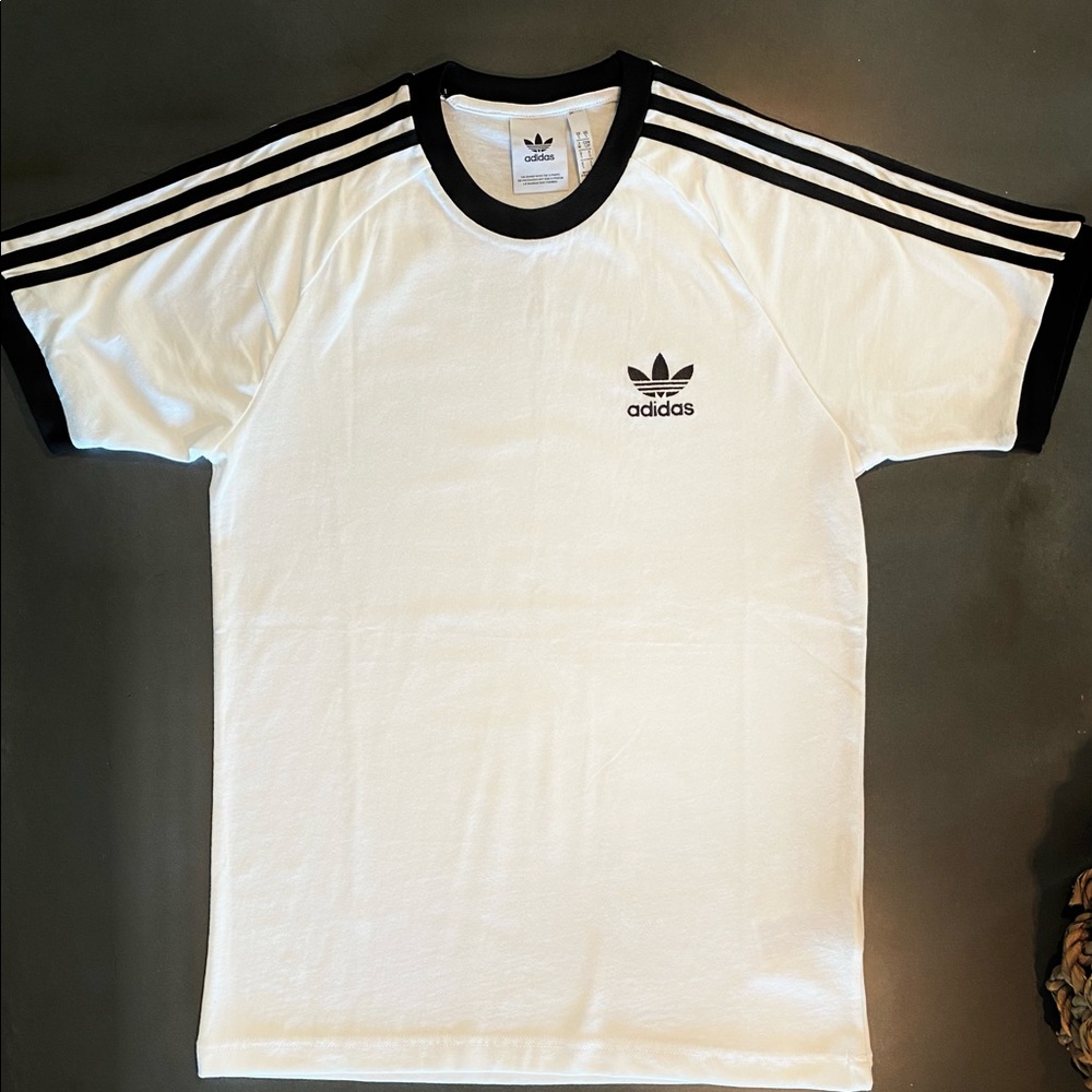 Men’s Retro Adidas 3-Stripe White T-Shirt